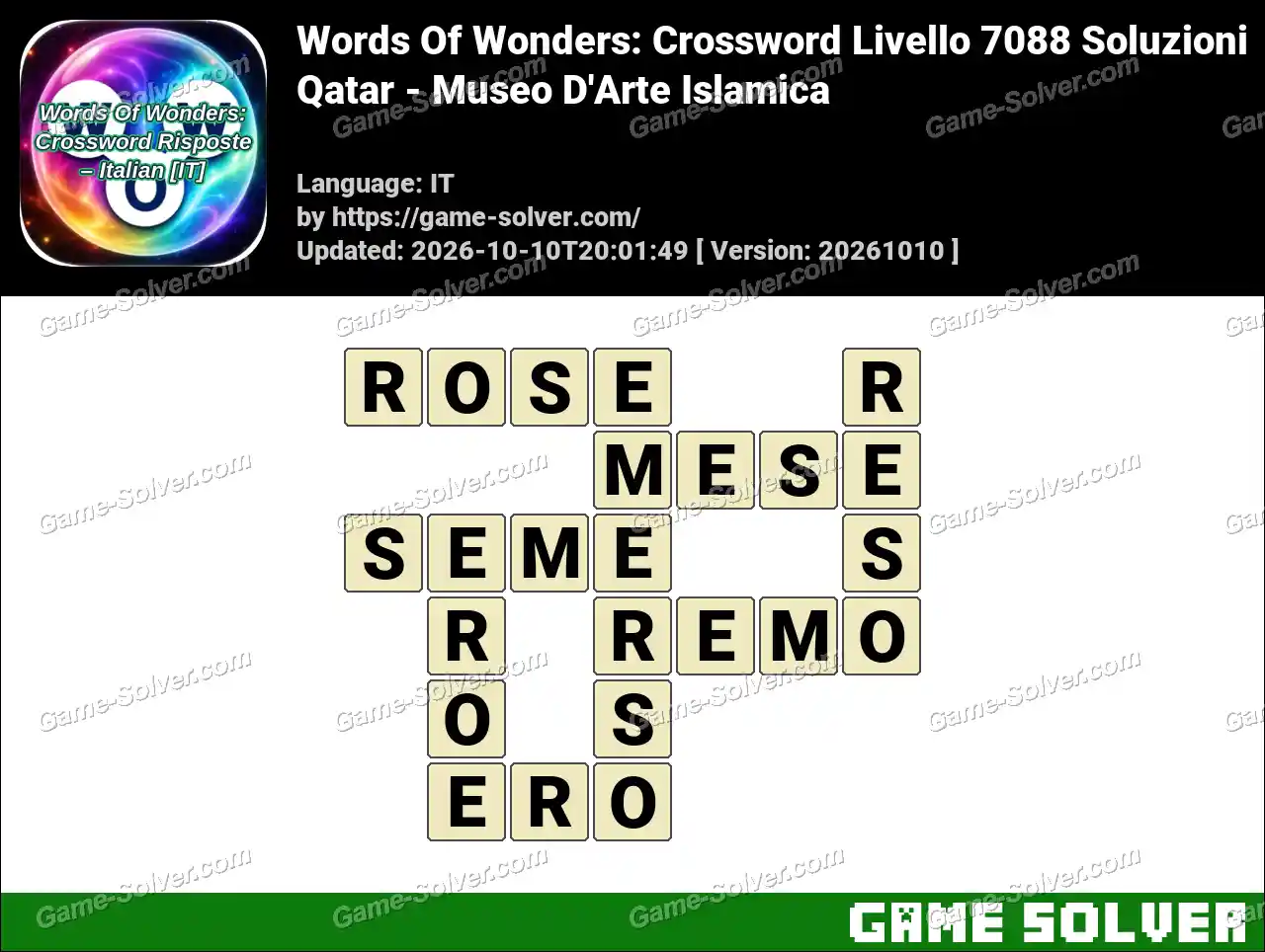 Words Of Wonders: Crossword Livello 7088 Soluzioni – Qatar – Museo D’Arte Islamica